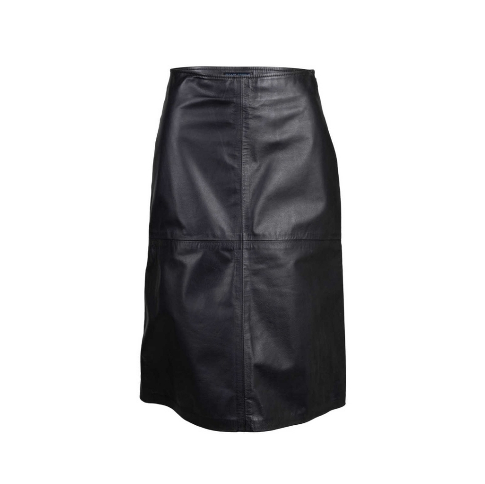 Wayne Cooper Black Leather a-line midi skirt size 2 NWOT
